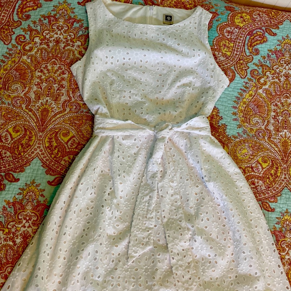 Anne Klein white eyelet dress